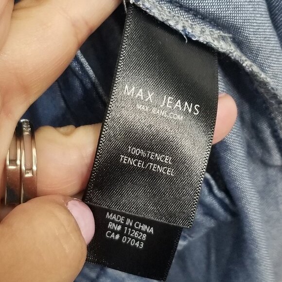 Max Jeans Blue Chambray Lightweight  Long Sleeve Button Down Shirt Dress Size XS - Picture 5 of 13